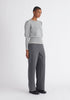 Paisie Contrast Colour Edge Knitted Top in Light Grey Side